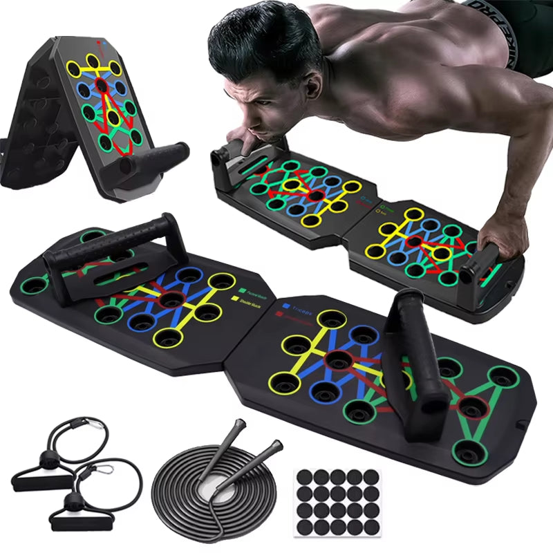 Portable Multifunctional Push-Up Board Set - Foldable Fitness Equipment for Total Body Strength Training